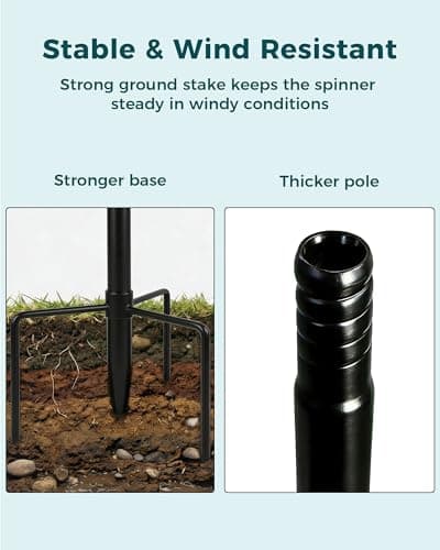 Gronhof Wind Spinners Outdoor,Kinetic Wind Sculptures & Spinners, 57" Double-Side Metal Wind Spinner for Yard and Garden, Lawn Art Decorations Flower & Bee - Thumbnail 3