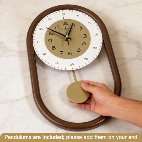 DORBOKER Pendulum Wall Clock - Modern Minimalist Metal Wall Clock for Living Room Décor - Silent Battery Operated Decorative Kitchen Wall Clock (Gray) - Thumbnail 6
