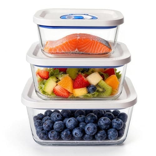 PARAPOINT Vacuum Seal Borosilicate Glass Containers for Food Storage, 3 Sizes (S M L) Compatible with Desktop and Handheld Vacuum Sealer Machines, Airtight Lid Set - Image 1