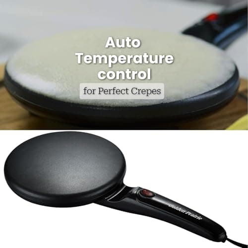 Golden Prairie 8" Electric Crepe Maker, Nonstick Crepe Pan with Long Handle, Auto Temperature Control, Quick Heat-Up 800W, Easy Clean, PFOA & BPA Free with Batter Tray - Thumbnail 3