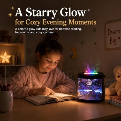 Starry Flame Aroma Diffuser with Remote Control, 200ml Quiet Essential Oil Humidifier with 7 Color Night Light, 2 Mist Modes, 3 Timers, Auto Shut-Off, Gift for Kids/Women Home Relaxation - Thumbnail 3