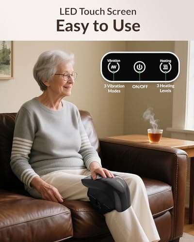 Heycool Knee Massager with Heat and Vibration, Cordless Electric Knee Massager with 3 Heating Levels 3 Massage Modes, Knee Brace Wrap Massager for Knee Muscle Relaxation, Adjustable Straps - Thumbnail 5