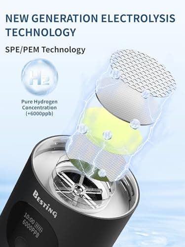 BESTING Hydrogen Water Bottle, Up to 6000ppb Concentration, Upgrade Smart Touchscreen Control SPE Hydrogen Generator with LED Display Portable Hydrogen Water Machine, 320ml - Thumbnail 4