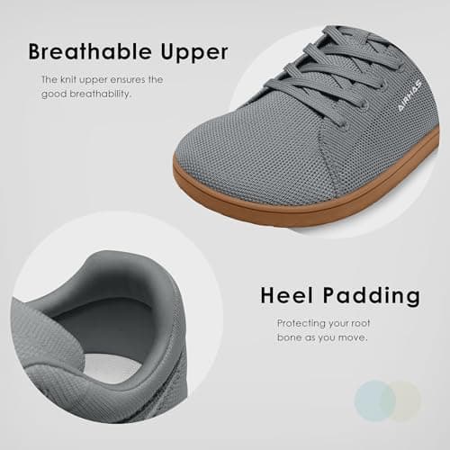 AIRHAS Womens Minimalist Barefoot Shoes Zero Drop Wide Toe Box Shoes Lightweight Casual Fashion Sneakers for Women(Dark Grey/Gum,7.5 - Thumbnail 6