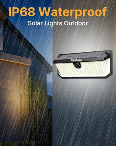 DijiuGoya Solar Security Lights Outdoor, 466 LED 4000Lm Ultra Bright, 270° Wide Motion Sensor, IP68 Waterproof, 3 Modes Dusk-to-Dawn Solar Flood Light for Driveway Fence Garden Garage, 2-Pack - Thumbnail 5