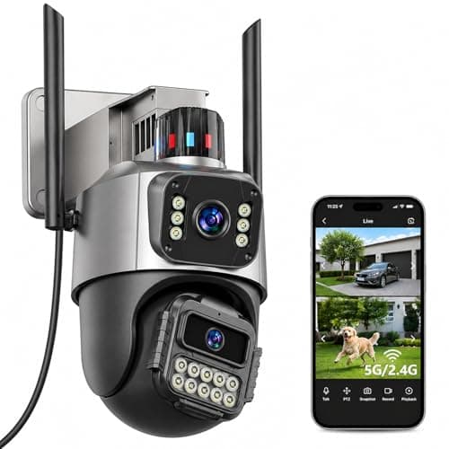 5G Security Camera Outdoor, 6MP Dual Lens 6X PTZ Outside Cameras for Home Security, IP66 Waterproof Wired,2-Way Audio,Motion Tracking,Pan/Tilt,Color Night Vision, Light Alarm, 24/7 SD Recording/Cloud - Image 1