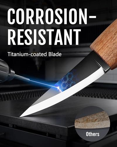 RAVS Wood Carving Sloyd Knife with Leather Strop & Polishing Compound, High Carbon Steel Whittling Knife with Leather Sheath, Chip Wood Carving Tools with Ergonomic Handle for Beginners &Professionals - Thumbnail 4