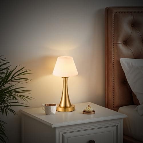 URLIGHTS Waterproof Rechargeable Table Lamp for Shower & Outdoor, Cordless Touch Dimmable Nightstand Lamp with 3 Light Colors, Portable LED Light for Bedroom, Patio, Camping & Bar (Copper) - Thumbnail 5