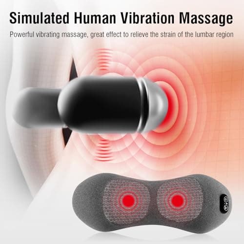 3-in-1 Electric Lumbar Support Pillow with Heat & Massage, Ergonomic Memory Foam Lower Back Massager for Pain Relief Deep Tissue, Smart Air Lift Technology, Ideal for Car/Bed/Sleeping/Office Chair - Thumbnail 3