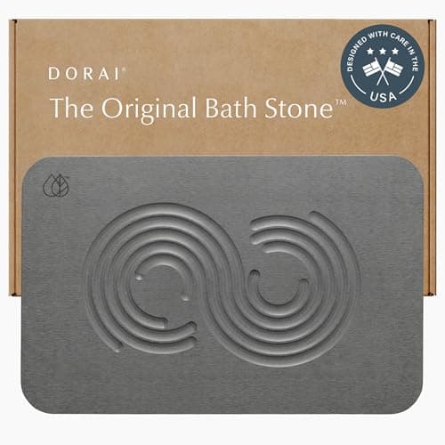 Dorai Home Bath Stone Mat 23.6"x15.4" – Quick-Dry, Non-Slip Diatomite Stone Bath Mat for Bathroom, Zen Slate - Image 1