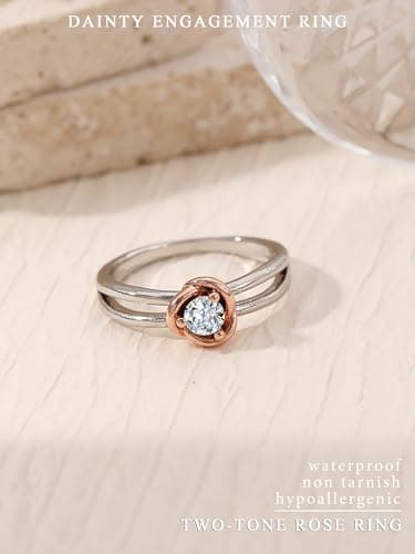 Fimewon Silver Rings for Women Non Tarnish Dainty Cubic Zirconia Rings Bithday Gifts for Women Size 7 - Thumbnail 3