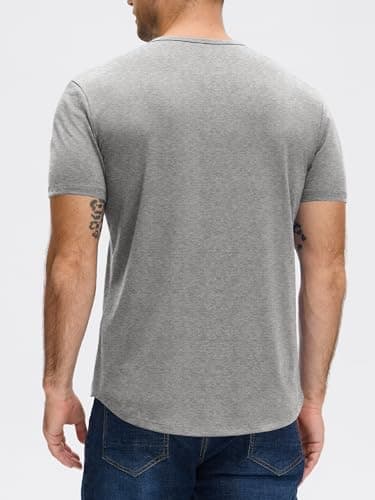 JEMLDL Mens T Shirts Short Sleeve Classic Basic T-Shirts Gym Workout Athletic Crew Neck Shirt Gray Big and Tall 5XL - Thumbnail 2