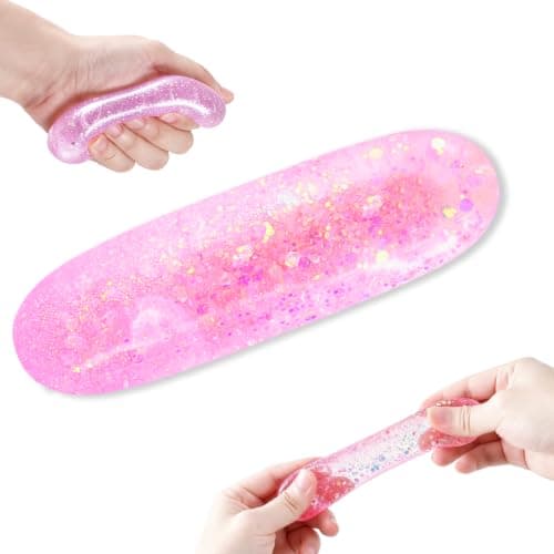 ZAVENIXA Pink Squishy Stress Capsule Toy, Glitter Sensory Fidget Toy for Kids & Adults, Soft Slow Rising Squeeze Toy for Stress Relief, Christmas Girls Birthday Gifts, Classroom Prizes, Party Favors