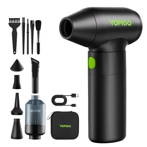 YOFIGO Compressed Air Duster - 150000RPM Electric Air Duster, 3-Speed Adjustable PC Cleaner, 4400mAh Rechargeable Cordless Air Blower, Alternative to Canned Air for Keyboard, Electronics, Camera - Image 1