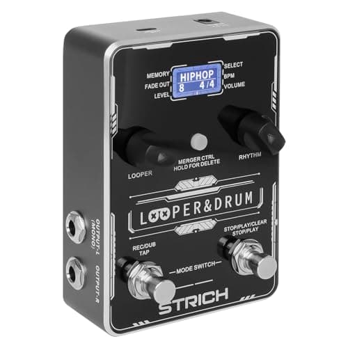 STRICH Stereo Looper Pedal Guitar Pedal with Built-in Drum Machine, 100 Diverse Drum Patterns, 160 Minutes Recording Time, USB for Audio Upload or Download, Support Footswitch Control - Image 1