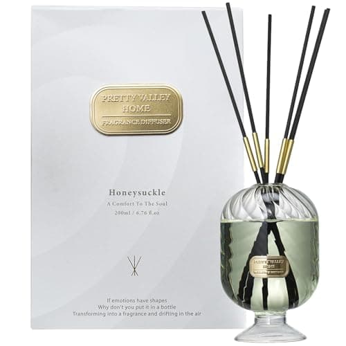 Reed Diffuser Set, Pretty Valley Home Diffuser 200Ml / 6.76 fl OZ Gift Box - Includes Reed Diffuser Sticks, Long Lasting Fragrance Oil and Glass Bottle for Office Living Room Decor (Honeysuckle) - Image 1