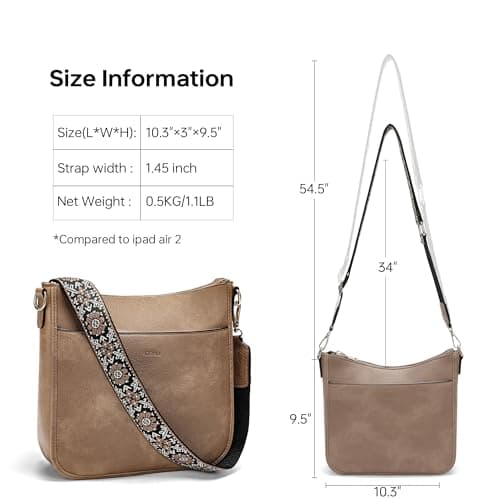 GEMIU Purses for Women Medium Crossbody Purse Crossbody Bags Leather Shoulder Bags with Guitar Strap Light Brown - Thumbnail 3