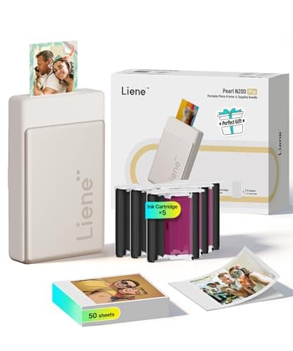 Liene Pearl N200 Pro Portable AI Photo Printer, Instant Mini Picture Printer for iPhone Smartphone, Thermal Dye Sublimation, Bluetooth Sticker Maker 50 Sheets 2x3 Adhesive Paper & 5 Cartridges, Gold - Image 1