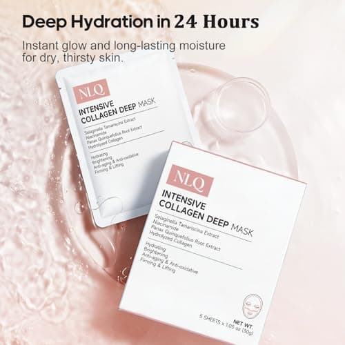 NLQ Intensive Collagen Deep Mask Skincare, Hydrating Overnight Face Mask for Glass Skin, Pore Refining, Firming & Plumping, Travel Essentials and Beauty Care Gifts for Women | 1.05oz(30g) x 5ea - Thumbnail 2