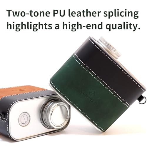 menovelar Coffee Canister with One-Way Valve, 6oz Portable Camping Coffee Container, Airtight Tinplate Jar with PU Leather Sleeve for Travel Hiking(dark green) - Thumbnail 5