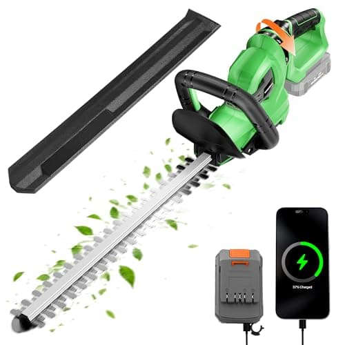 WORKPROX 20V Cordless Hedge Trimmer with 180° Rotatable Handle, 18'' Dual-Action Blade & 2.0Ah Battery, 5/8" Cutting Capacity, Safety Lock, Lightweight Shrub Trimmer for Garden Yard