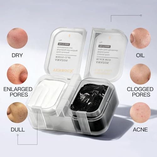 Dual Kaolin Clay Mask & Black Mask Clay - 2-in-1 Deep Pore Cleansing Facial Mask with Amazonian White Clay and Black Mud - Targeted T-Zone & U-Zone Care for Blackheads, Oil Control & Soothing - 4.94Oz - Thumbnail 5