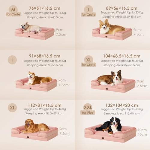 EHEYCIGA Orthopedic Dog Beds for Extra Large Dogs, Waterproof Memory Foam XL Pet Bed with Sides, Non-Slip Bottom and Egg-Crate Foam Big Dog Couch Bed with Washable Removable Cover, Dusty Pink - Thumbnail 5
