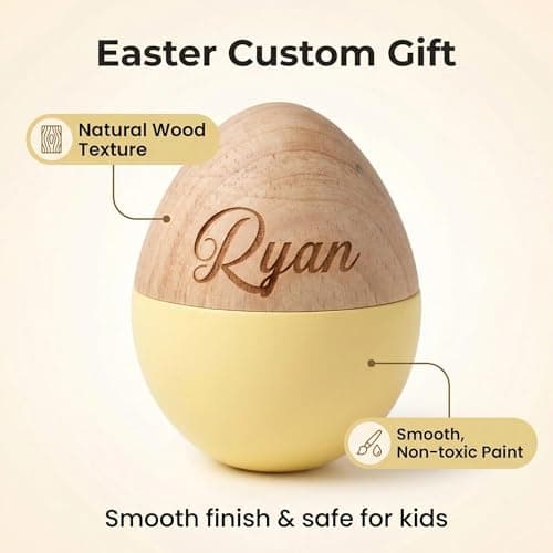 Personalized Wooden Eggs Musical Shakers 2026 – Natural Beech Wood with Free Engraving for Kids, Easter Basket Stuffers,, Sensory Toys for Boys Girls - Thumbnail 3
