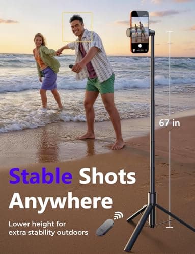LISEN [0.01s-Open] Phone Tripod for iPhone, 67" Selfie Stick Tripod with Remote, Extendable Cell Phone Tripod Stand, Perfect for Travel Video Recording Live Stream Vlog for iPhone 17 Pro Max & Android - Thumbnail 4