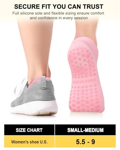Aoliks Pilates Socks Yoga Socks with Grips for Women, Grip Athletic Socks for Pure Barre Ballet Dance Workout Hospital - Thumbnail 5