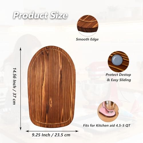 Mixer Slider Compatible with KitchenAid 4.5-5 Qt Tilt-Head Stand Mixer, Pine Wood Appliance Sliding Mat Accessories for Kitchen Aid, Countertop Moving Tray Attachments Fits for KitchenAid Artisan - Thumbnail 6