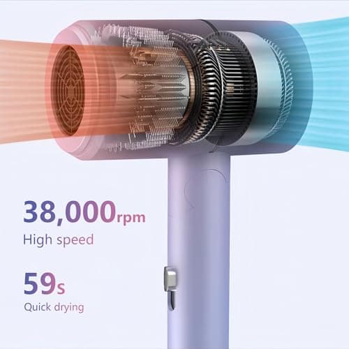 YOZTRS Foldable Ionic Hair Dryer with Diffuser, 800W Fast Drying Blow Dryer, 38000 RPM, Lightweight, Pink Blue, for Home & Travel (Pink Blue) - Thumbnail 3