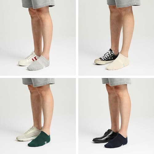 Sunew No Show Invisible Socks Women Men Low Cut Liner Socks Non Slip 8 Pairs Dark Green Medium - Thumbnail 2