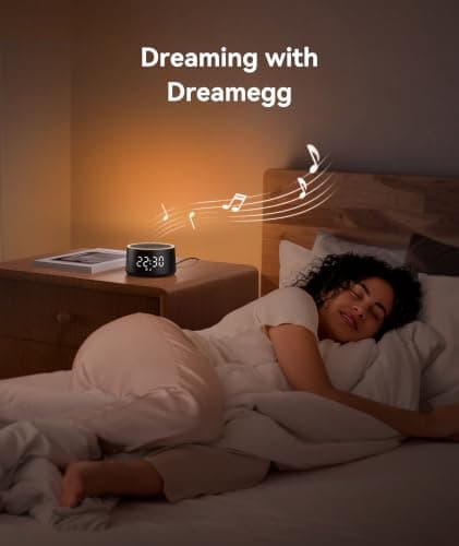 Dreamegg Sound Machine for Sleep - D1 Nova White Noise Sound Machine for Baby Adult with Alarm Clock, Soothing Sounds, Dimmable, White Noise Alarm Clocks for Bedrooms Heavy Sleepers Travel, Black - Thumbnail 2