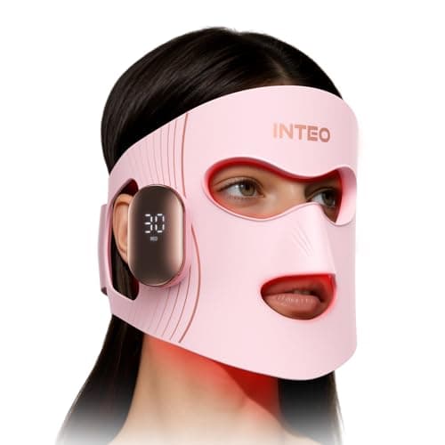 INTEO Red Light Therapy for Face 4 Modes, Breathable Red Light Therapy Mask with 4 Color Light Modes, 850NM Infrared LED Face Mask Light Therapy with Timer, Portable Led Mask for Home & Travel - Image 1