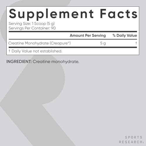 Sports Research® Creatine Monohydrate Powder w/Creapure® - Gain Lean Muscle, Improve Performance, & Support Workout Recovery* - 5g German Creatine · NSF Sport · Easy Mixing - 90 Servings (Unflavored) - Thumbnail 5