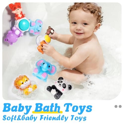 3PCS Cute Safari Animals Suction Spinner Toys for Babies, Detachable Soft Animal Figurines Finger Puppet, Bath Toy for Toddler Ages 1-3, Montessori Toys Birthday Gifts for Boys and Girls 12 Months+ - Thumbnail 4
