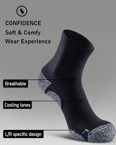 SITOISBE Quarter Compression Socks for Men Women, Cushioned Running Hiking Socks, X-Large, Black (4 Pairs) - Thumbnail 5