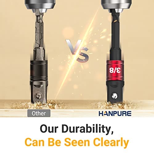 Impact Socket Adapter Set for Drill - Tools for Men Gadgets 1/4" 3/8" 1/2" Impact Grade Driver Bit Set Extension Bit with Holder Ratchet Wrench Nut Hex Drive Adapter Hand Power Accessories Cool Stuff - Thumbnail 5