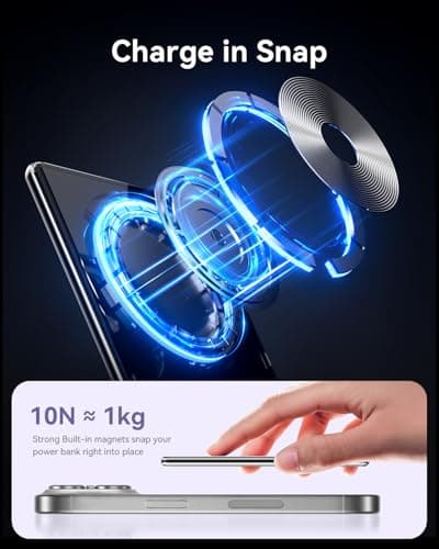 Kuulaa Magnetic Battery Pack 5000mAh, Ultra Slim Portable Charger with LED Indicator, PD 20W USB-C Fast Charging & Strong Magsafe Wireless Power Bank, Compatible with iPhone 17/16/15/14/13/12, Purple - Thumbnail 4