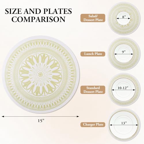 Kaixinbao Placemats Set of 4, Washable Wipeable Durable Lace PVC Vinyl Place Mats,Non Slip Table Mats for Kitchen Dining,Table Decor,Indoor,Outdoor,Everyday Use(4, Elegant Prints) - Thumbnail 2