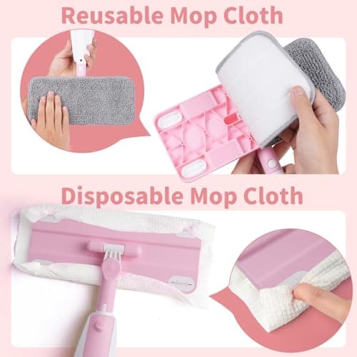 Lullulii Kids Spray Mop,Fun & Functional Toddler Cleaning Set,Real Working Mop for Floors,Pretend Play – Includes Spray Bottle, 2 Washable Microfiber Pads, Montessori Kids Cleaning Toy Set -Pink - Thumbnail 5