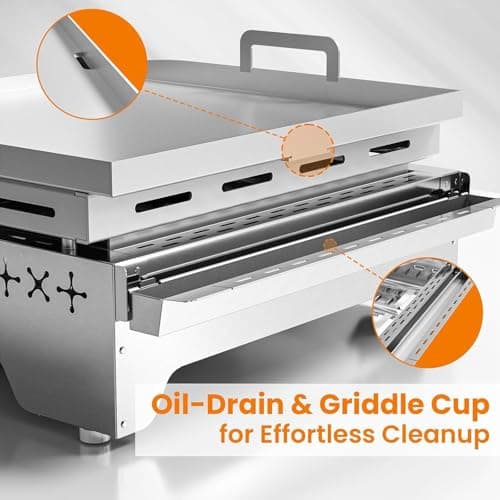 COWSAR 2-Burner Portable Tabletop Grill, 16000 BTU Stainless Steel Non-Stick Outdoor Portable Propane Griddle for Camping RV Backyard BBQ - Thumbnail 6