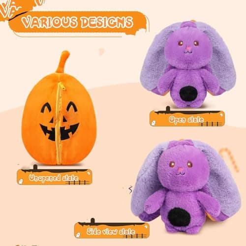 MIAODAM Bunny Stuffed Animal Plush,Reversible Pumpkin Bunny Plushies, Cute Rabbit Plush Toy Gift for Toddler Girls Boys (11inch) - Thumbnail 3