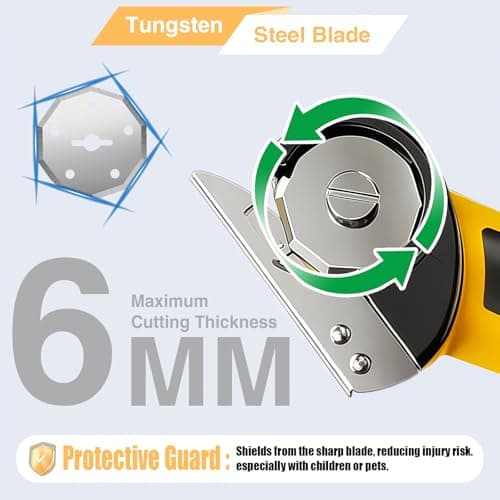 Cordless Electric Scissors,Rechargeable Cardboard Cutter, 4V Upgrade Motor Electric Box Cutter with 2 Blades, Safety Lock & LED Light, Powerful Cutting for Cardboard Box, Plastic, Leather - Thumbnail 5