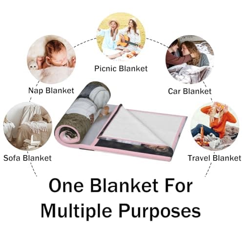giftoria Personalized Picture Blanket - Custom Throw for Girlfriend, Cozy Photo Blanket for Couples, Unique Birthday Gift Ideas | Shipping from The US (Custom Blanket-ST-02) - Thumbnail 5
