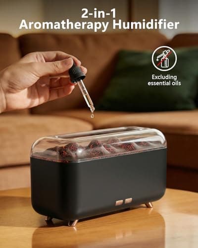 Essential Oil Diffuser, Fireplace Flame Aromatherapy Diffuser 500ml Aroma Humidifier for Home with 8 Colors Night Light, Timer, Auto-Off, Noiseless Scent Diffuser for Bedroom, Office,Yoga - Thumbnail 6