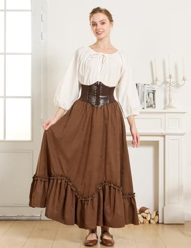 BEAUTELICATE Victorian Medieval Skirt Renaissance Costume Women Skirt with Pockets - Thumbnail 4