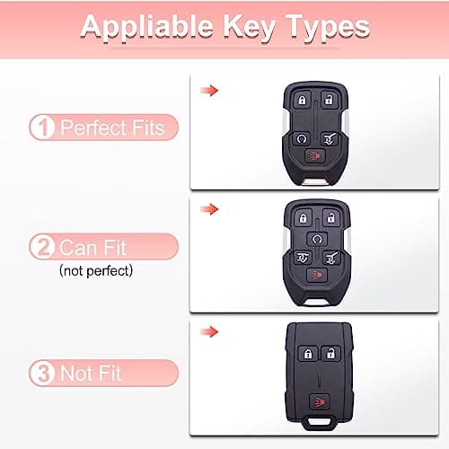 Pangpai Pink Key Fob Cover for Chevy GMC, Soft TPU Key Case Protection with Bling Keychain Fit for Silverado GMC Sierra 1500 2500HD 3500HD Terrain Acadia 5 Buttons - Thumbnail 2