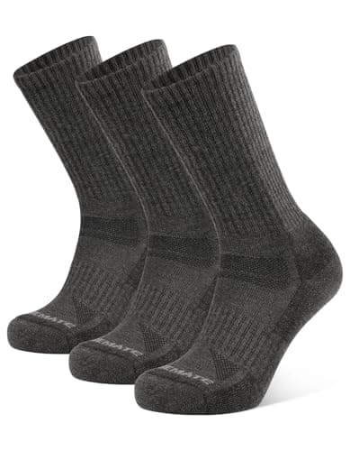 CLOSEMATE Mens Merino Wool Winter Thermal Crew Socks Cushioned Anti Blister Moisture Wicking for Hiking Sports 3 Pairs(3DarkGrey, Size L) - Image 1
